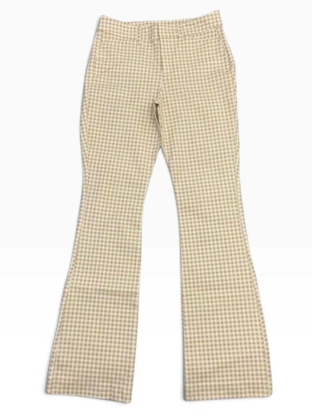 Old Navy Pixie high-rise trousers pants beige white gingham NWT wide leg tall 4